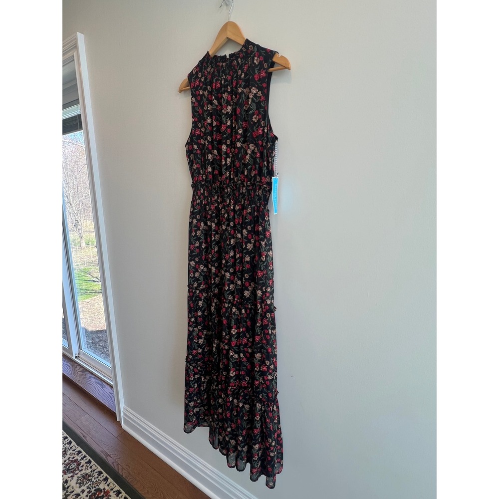 NWT Draper James RSVP Lurex Maxi Dress Womens‎ M Black Floral Metallic Tiered - Picture 4 of 10